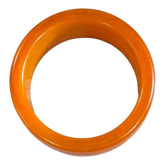 Vintage Orange subtle white swirls-Catalin Bakelite Napkin Holder Ribbed Bands - Picture 2 of 6